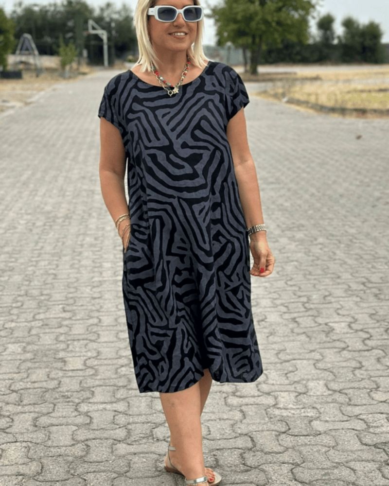 Nelia | Zomerjurk Met Ronde Hals en Elegante Print