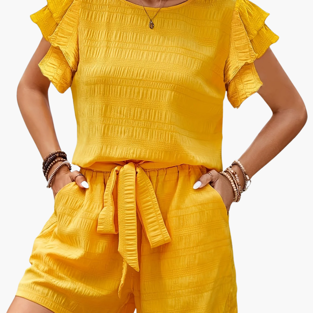 Caitlyn | Zomerse Tweedelige Set Met Geruite Structuur