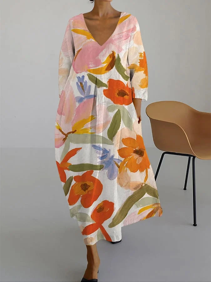 Nora | Zomerse Jurk Met Bloemenprint En V-Hals