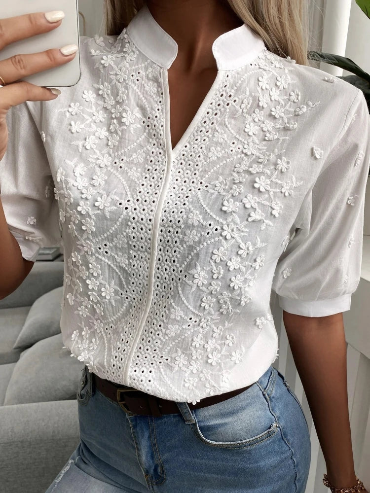 Zenaida | Romantische Blouse Met Fijne Broderie