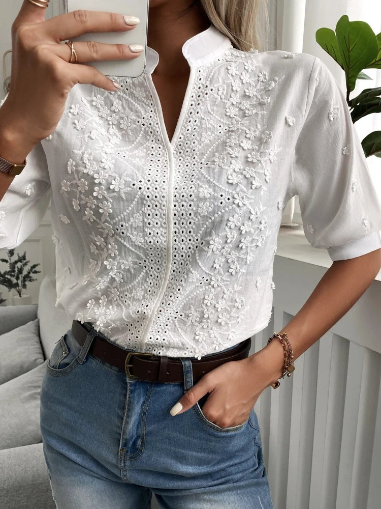Zenaida | Romantische Blouse Met Fijne Broderie