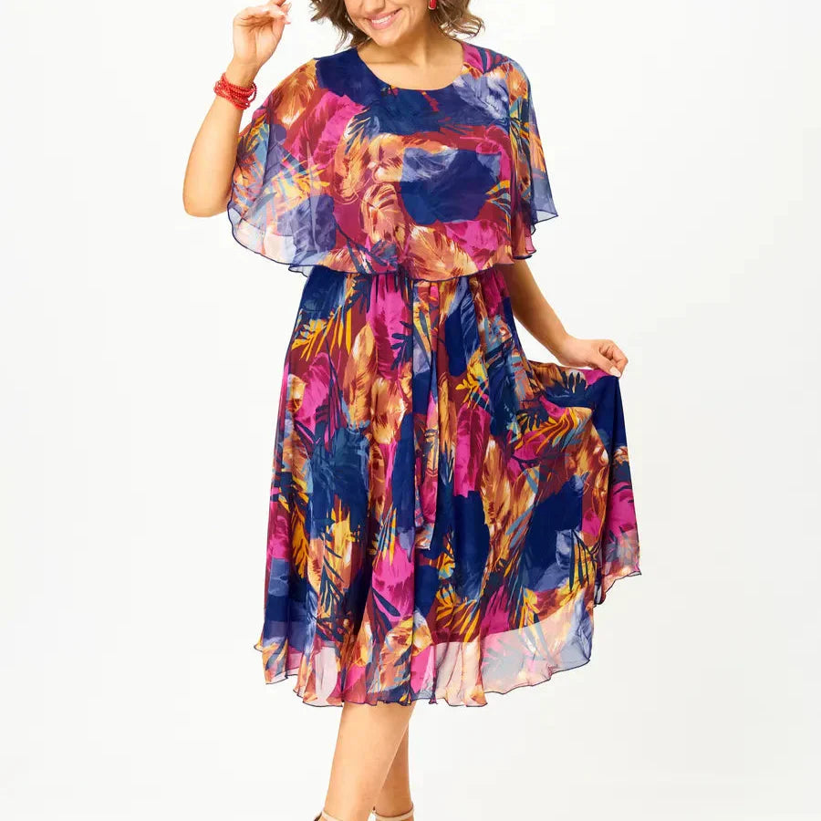 Adeline | Luchtige Chiffon Zomerjurk Voor Plus Size