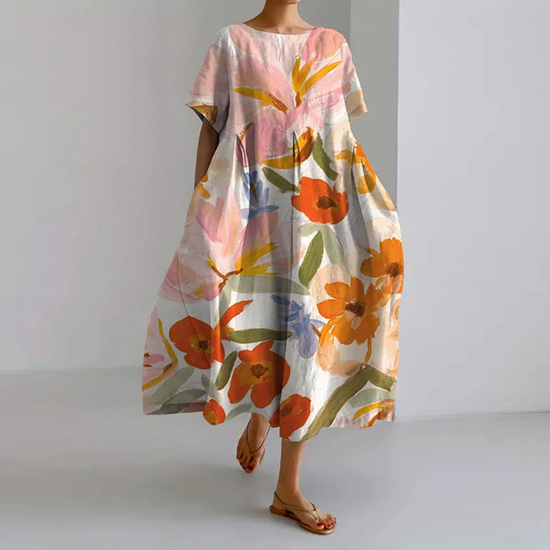 Nora | Zomerse Jurk Met Bloemenprint En V-Hals