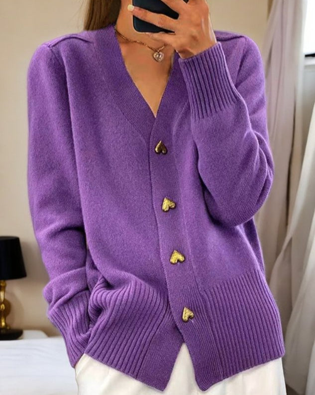 Lucy | Elegante Cardigan Met Hartvormige Knopen