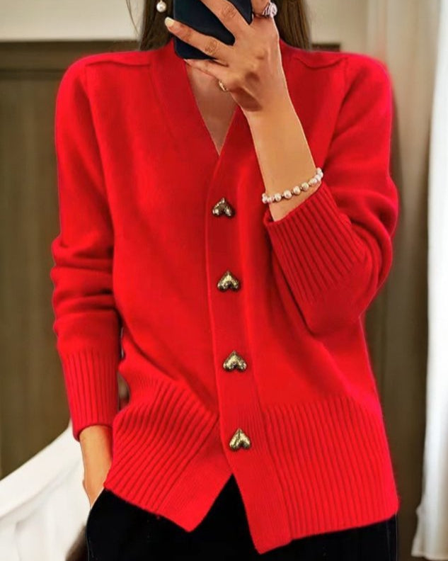 Lucy | Elegante Cardigan Met Hartvormige Knopen