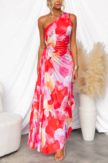 Amber | One Shoulder Mouwloze Asymmetrische Maxi Jurk
