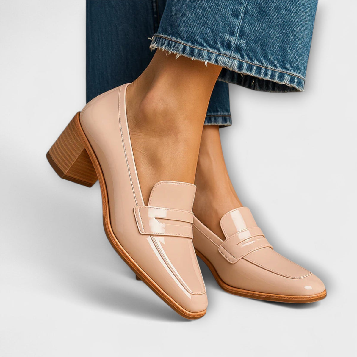 Elaine | Glanzende Loafers Met Blokhak