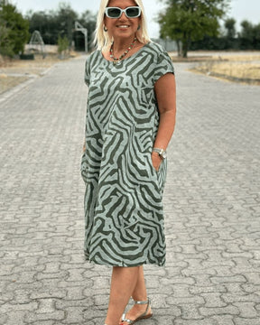 Nelia | Zomerjurk Met Ronde Hals en Elegante Print