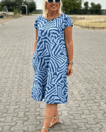 Nelia | Zomerjurk Met Ronde Hals en Elegante Print