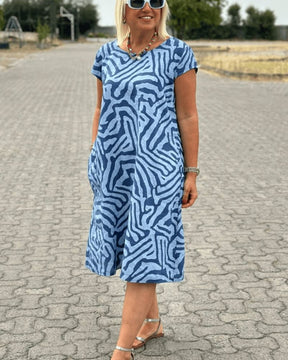 Nelia | Zomerjurk Met Ronde Hals en Elegante Print