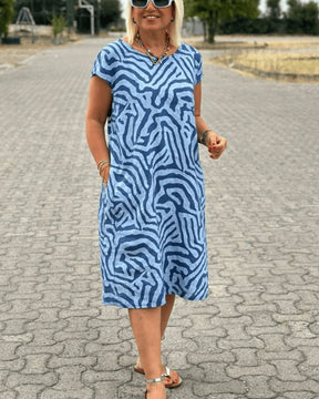 Nelia | Zomerjurk Met Ronde Hals en Elegante Print
