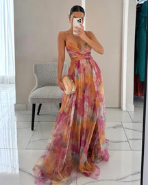 Giselle | Betoverende Maxi-jurk met Bloemenprint