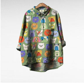 Laluna | Exclusieve Damesblouse met Hondenprint