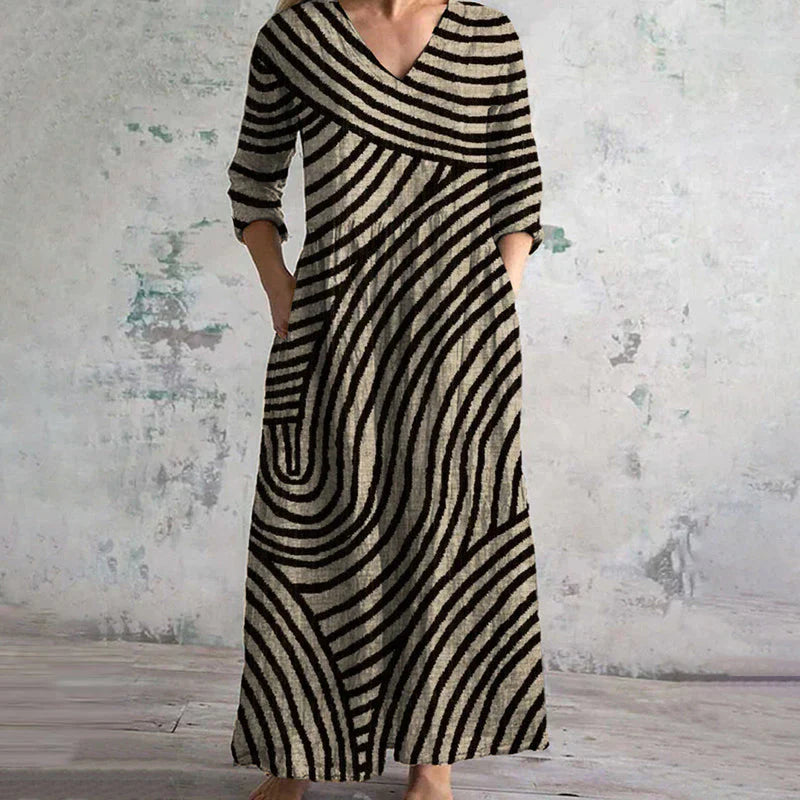 Olivia | Vintage gestreepte maxi-jurk