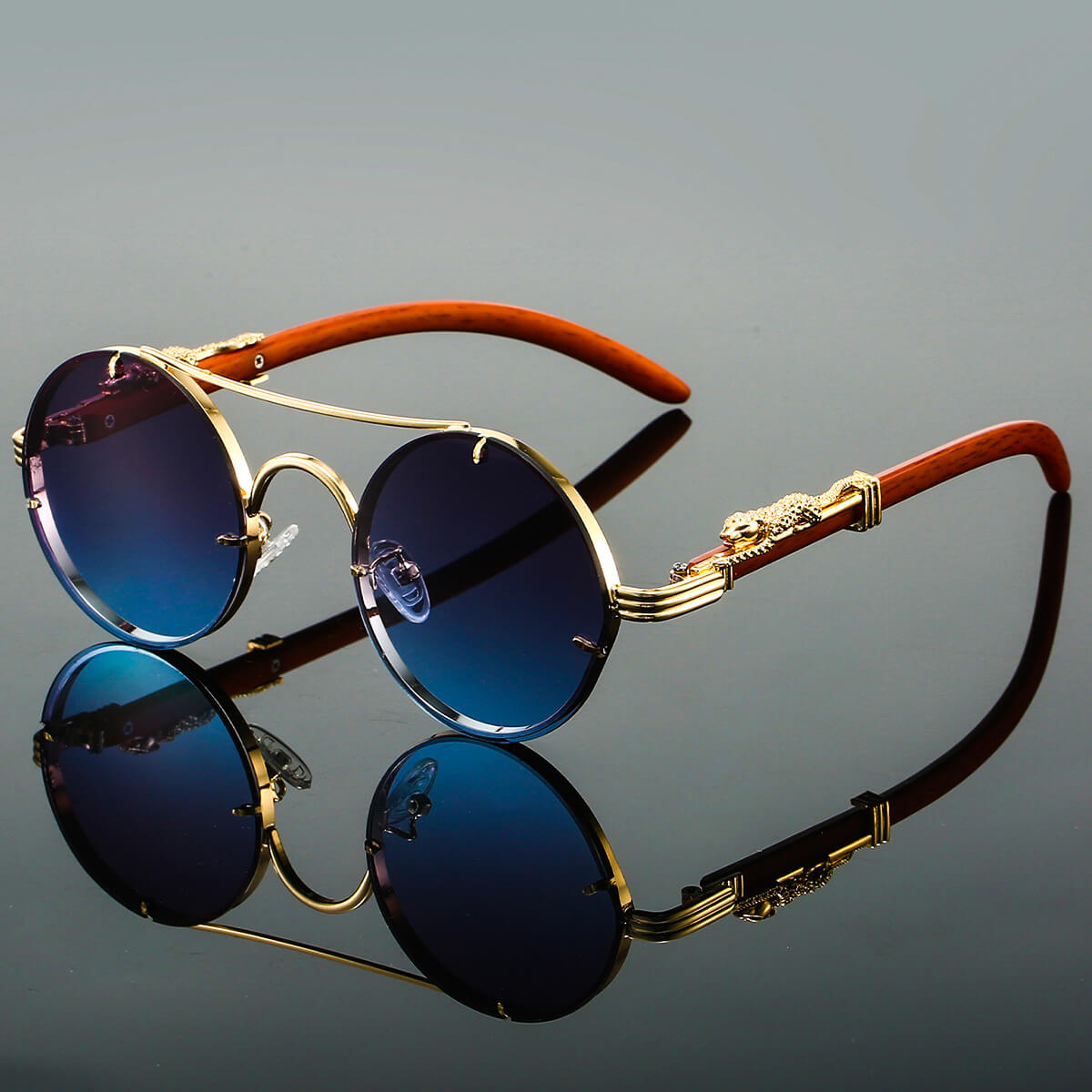 Hofman | Retro Herenzonnebril Met Gouden Montuur