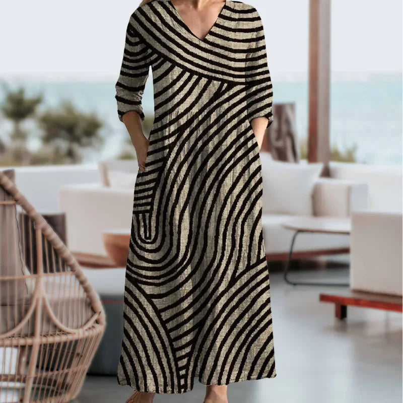Olivia | Vintage gestreepte maxi-jurk