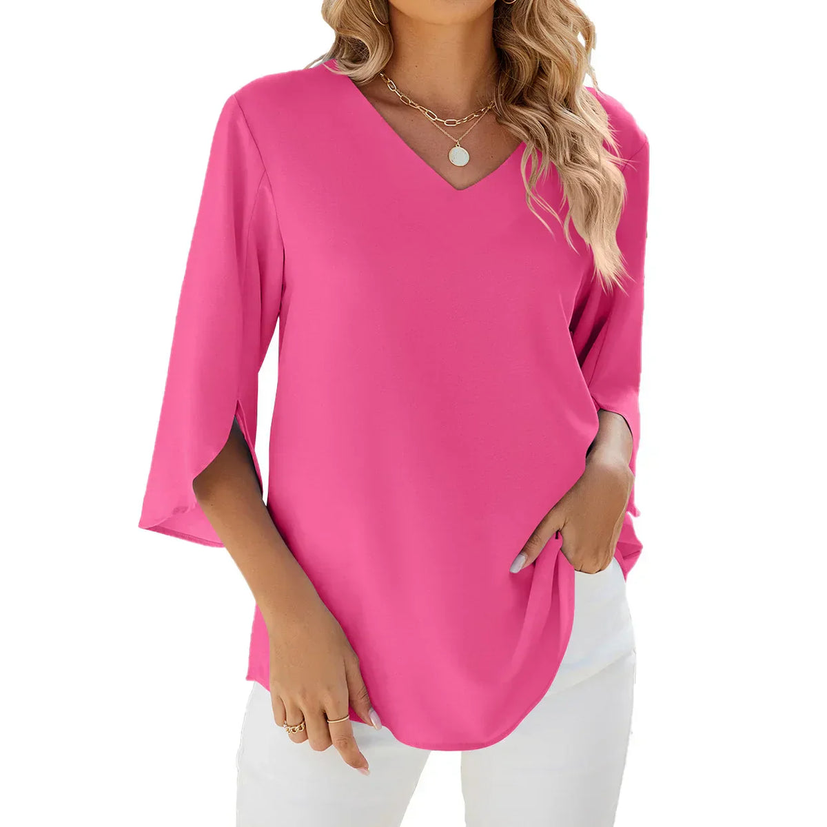 Yen | Lichtgewicht Damesblouse Met V-Hals