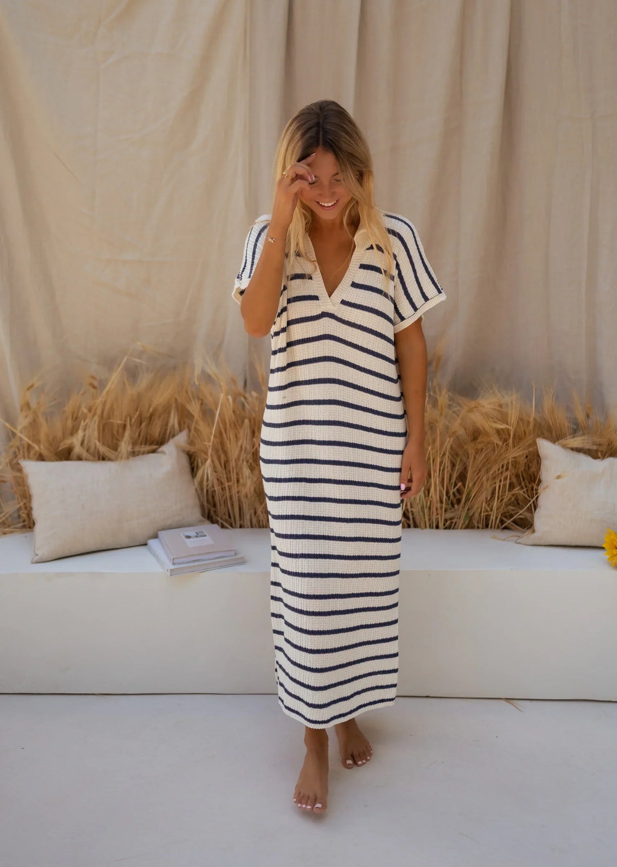 Sophia | Gebreide Zomerjurk met Strepen