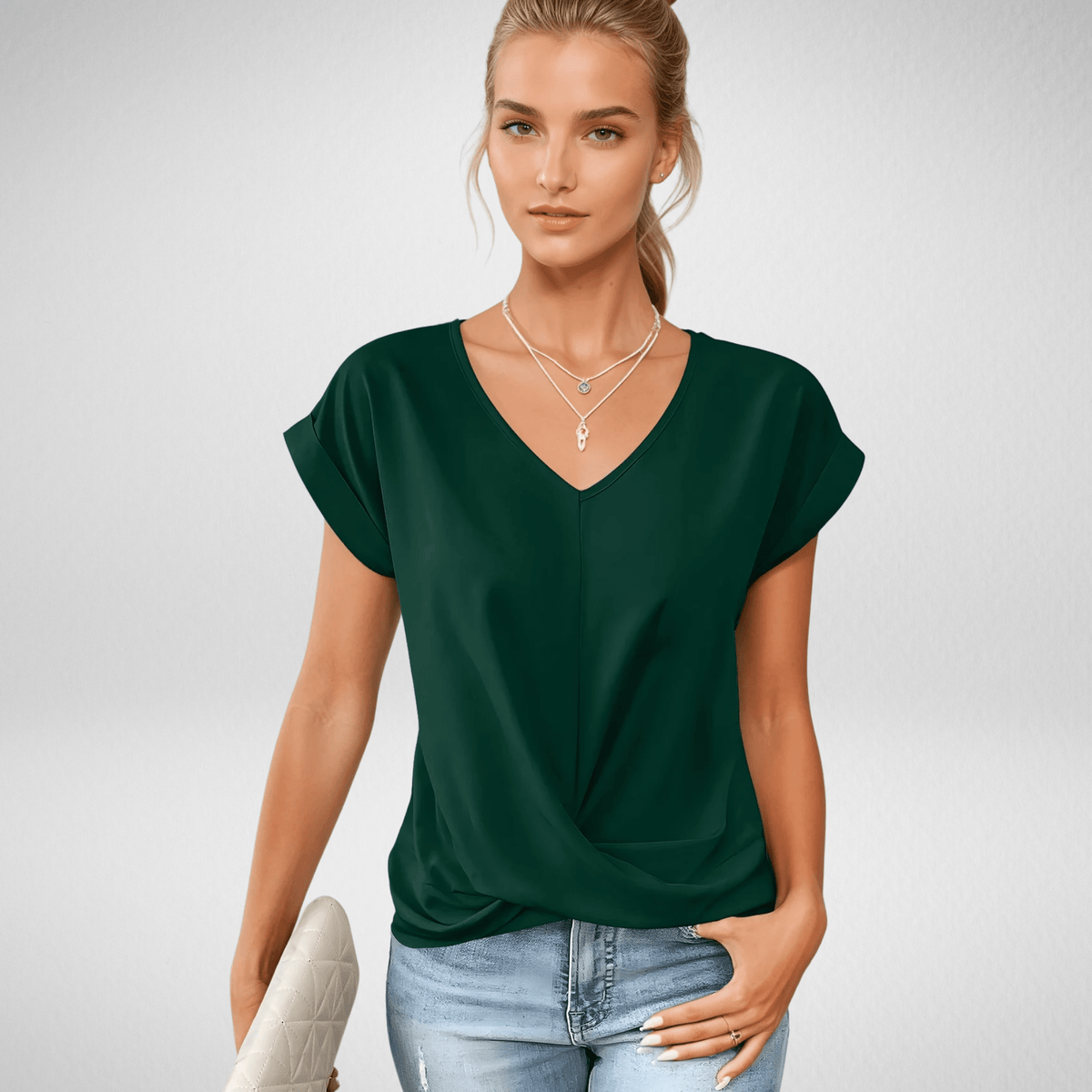 Ziva | Casual T-shirt met V-hals - Flatterend en stijlvol